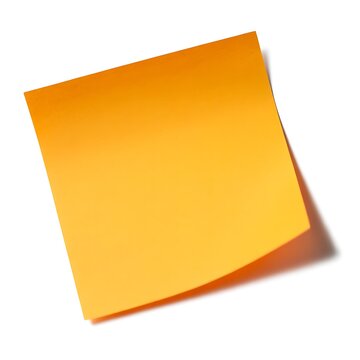 Blank orange sticky note paper for reminders and notes on white background