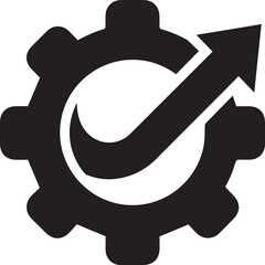 Stylized mechanical gear icon with clean lines representing industry engineering and mechanical processes