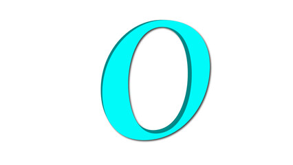 3d cyan color number zero

