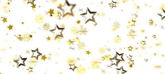 A beautiful background with falling golden stars and snowflakes, perfect for holiday greetings and winter themes. © vegefox.com