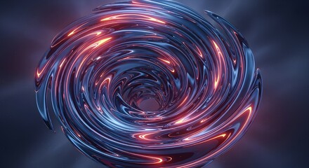 blue pink orange gradient abstract digital swirl vortex glowing neon lines