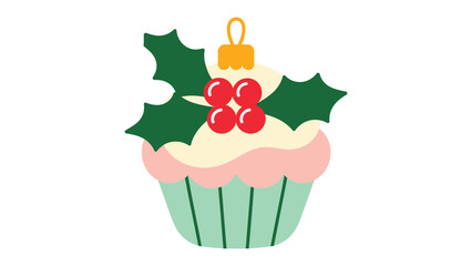 Festive Cupcake: Delight in the holiday season with a charming cupcake decorated with seasonal elements, capturing the spirit of joy and celebration.