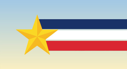 Texas Flag Design with Golden Star and Patriotic Stripes Abstract Illustration