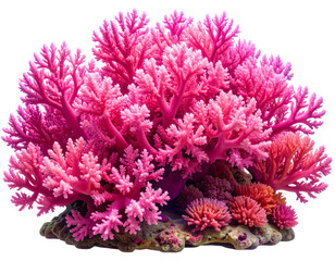Pink Coral Reef Isolated on Transparent Background – Ocean Aquarium Element