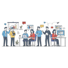 Office Business Workflow Vector Illustration