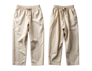 Minimalist Linen Pajama Set with Cap-Sleeve Top and Wide-Leg Pants, Isolated on White Background