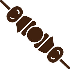 meat skewer silhouette vector icon, barbecue kebab black design illustration, grilled kebab outline on white