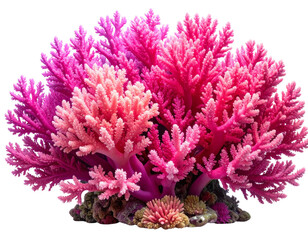 Pink Coral Reef Isolated on Transparent Background – Ocean Aquarium Element 