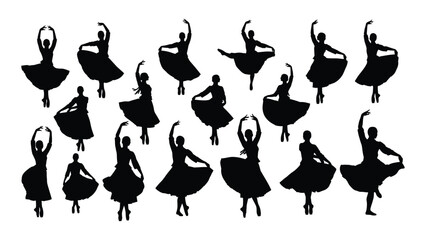Graceful ballerina silhouettes isolated on transparent background, Vector © MehediHasan