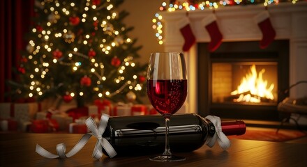 Elegant Christmas Red Wine Concept Art