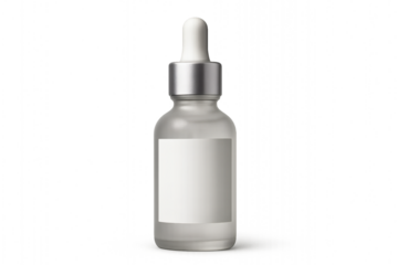 Frosted glass dropper bottle on transparent background 