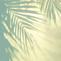 Minimal 3D Palm Leaf Shadow Overlay on Gradient Background – Tropical Summer Mockup and Abstract Design
