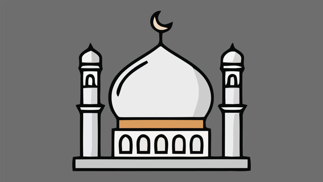 white mosque building with moon on top clip art preview
