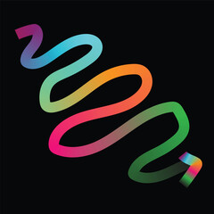 Vibrant rainbow swirl arrow on black background