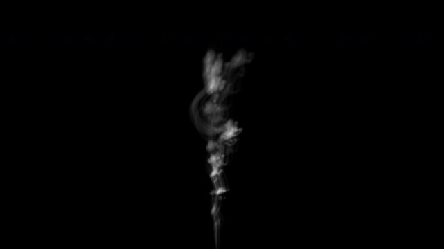 Realistic white smoke rising on black background