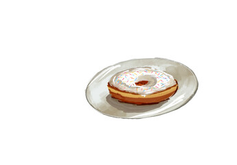 donut with sprinkle on a plate, no background
