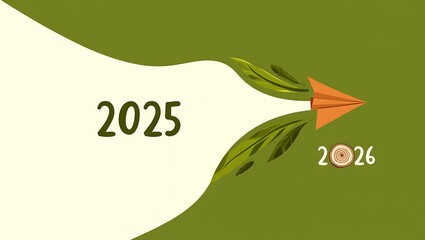 New year 2026 concept paper plane growth and future