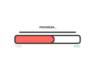 Progress bar representing the year 2025 to 2026 transition