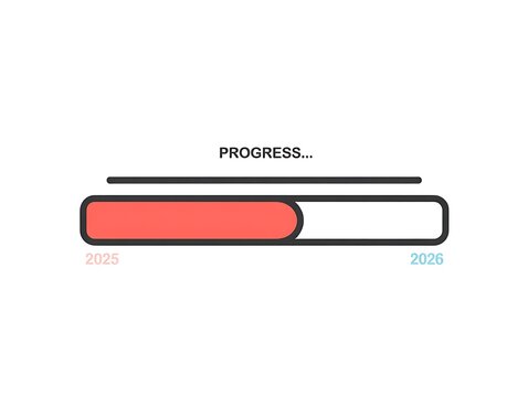 Progress bar representing the year 2025 to 2026 transition