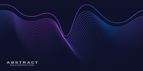 Abstract background with glowing wave. Shiny moving lines design element. Modern pink blue gradient flowing wave lines. Futuristic technology concept.