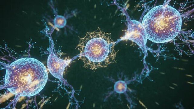 Neurons's intricate Connection: An abstract visual of neural networks, showcasing complex interconnections and biological processes. Evoking the essence of cognition and neurological complexity.