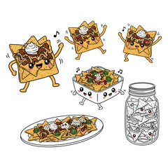 Nachos Vector. Nachos Vector bundle.Nachos vector, illustration, lineart, clipart 