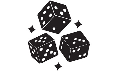 Rolling Dice Icon Set – Minimal Black Casino Vector .