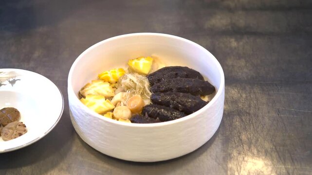 Delicious sea cucumbers and abalones