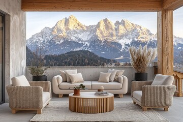 Obraz premium Patio seating with mountain views