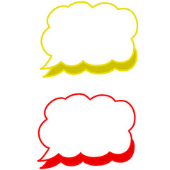 set of speech bubbles red yellow simple illustration 赤色　黄色　ふわふわ　吹き出し　シンプル　イラスト