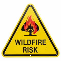 Wildfire Risk Warning Sign with Tree and Flames for Safety Awareness