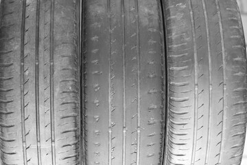old worn damaged tires isolated