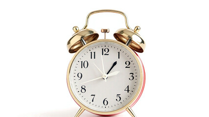 Classic Style Detailed Alarm Clock for Time Management on White Background. Generative AI.