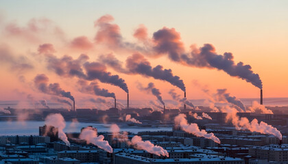 Beautiful, dramatic orange sunset over the mountains and lake with a colorful cloudscape in the blue sky