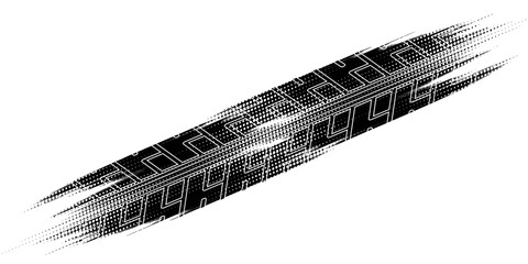 Auto tire tread grunge element. Car and motorcycle tire pattern, wheel tyre tread track. Black tyre print. Vector illustration isolated on white background. © Dyan