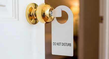Hotel door with do not disturb sign indicating privacy request