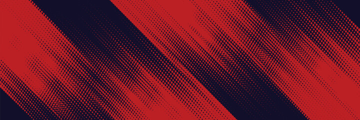 Halftone dots red and blue color pattern gradient grunge texture background. Dot pop art comic sport style arts background modern grunge red and black