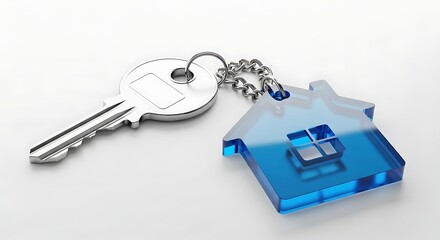 Key to a new home concept with house shaped keychain design