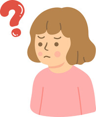Illustration of Woman Thinking with Question Marks