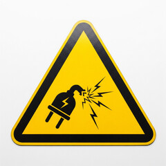 Electrical Hazard Warning Sign Damaged Plug with Sparks