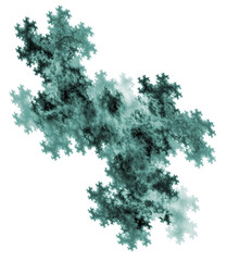 Fototapeta premium Blue-green airy porous element branching on a white background. Abstract fractal texture. 3D rendering. 3D illustration.