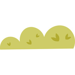 Yellow green cartoon bush with small leaves transparent background isolated vector graphic design element for nature scenes