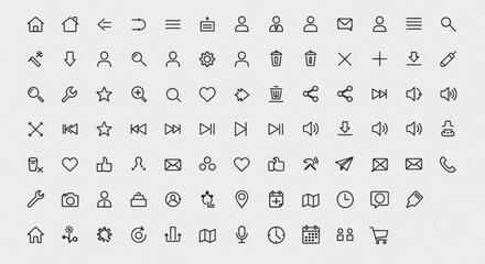 Set of basic web icons for user interface design