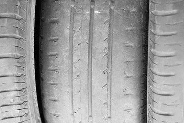 old worn damaged tires isolated