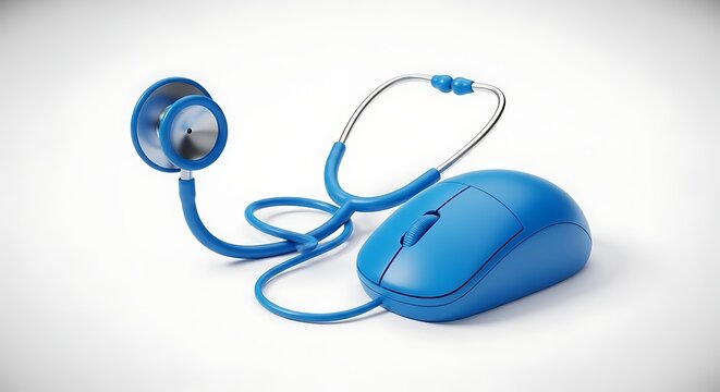 Online healthcare concept a stethoscope connected to a computer mouse - Powered by Adobe