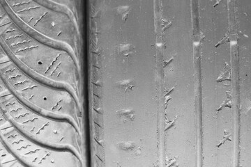 old worn damaged tires isolated