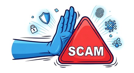 Protect yourself from online scams and fraud with cybersecurity illustration