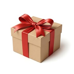 Obraz premium Elegant Gift Box with Red Ribbon - A Symbol of Celebration and Surprise.