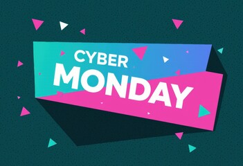 Cyber monday banner with colorful geometric design