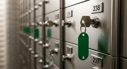 Security storage safety deposit boxes with keys and numbered compartments for valuables